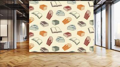 Seamless pattern with open and closed books. Vector background Wall mural