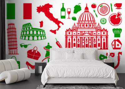 Traditional symbols of Italy Wall mural