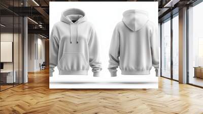 White Hoodie plain mockup hoodie, seen from the front and back Wall mural