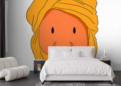 flat vector illustration man using orange turban Wall mural