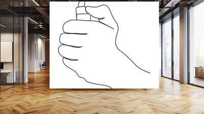 one line continuous drawing left hand holding a fire lighter Wall mural