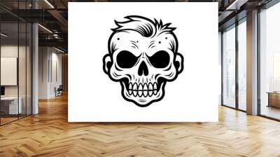 simple angry skull clothing brand logo vector illustration template design Wall mural