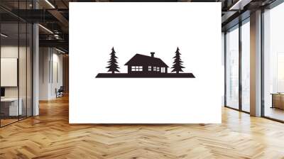 simple cabin forest outdoor adventure logo vector illustration template design Wall mural