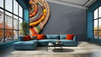 African traditional folk production. Bright decoration with traditional ornament. Background with copy space Wall mural