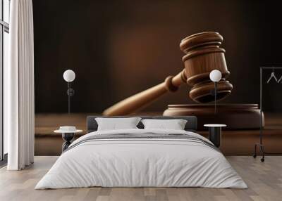 Symbol of justice. Judge attribute. Justice Day. Judge's gavel. Law and legislation. Wall mural