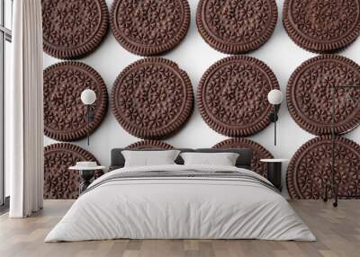 Pattern of chocolate cookies with cream filling
 Wall mural