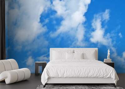 Panorama of blue summer sky with light clouds on a sunny day. Natural background Wall mural