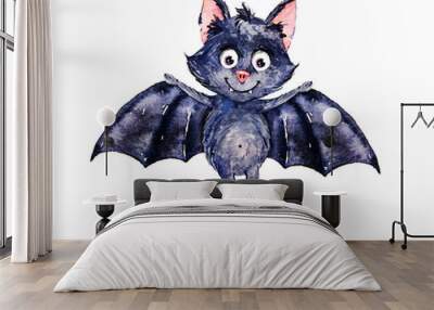 Watercolor Halloween. Halloween animal. Bat. Watercolor illustration Wall mural