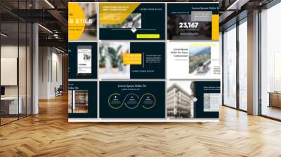 Set of business plan presentation template. Social media pack. Easy use in modern blog posts or Editable simple info banner, trendy book. For app, digital display style. Bright web flyer work. a4. ppt Wall mural