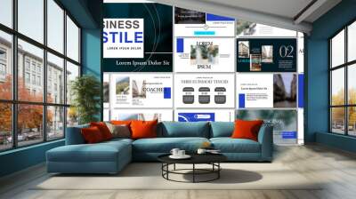 Set of business plan presentation template. Social media pack. Easy use in modern blog posts or Editable simple info banner, trendy book. For app, digital display style. Bright web flyer work. a4. ppt Wall mural