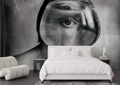 black and white portrait of a person  Wall mural