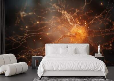 Neuron cell with detailed dendrites and axon Wall mural