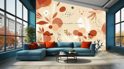 Create your own design with these graphic items. Trendy geometric forms, textures, strokes, abstract and floral decor elements. Wall mural