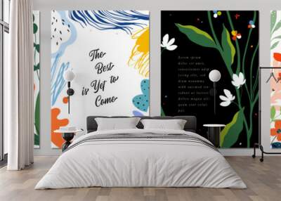 Creative art templates with abstract and floral elements. Good for poster, greeting and business card, invitation, flyer, banner, brochure, email header, advertising, events and page cover. Wall mural