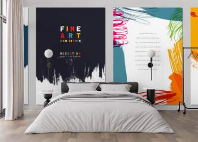 Grunge universal art templates. Suitable for poster, greeting and business card, invitation, flyer, banner, brochure, email header, post in social networks, advertising, events and page cover. Wall mural