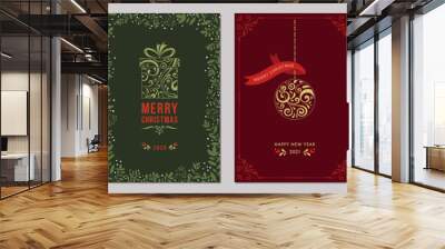 Merry Christmas and Bright Corporate Holiday cards.  Wall mural