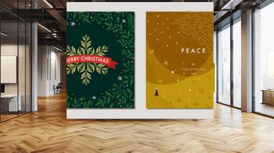 Merry Christmas greeting cards. Trendy abstract square Winter Holidays art templates. Suitable for social media post, mobile apps, banner design and web/internet ads. Wall mural