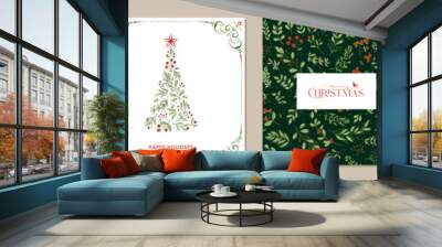 Merry Christmas greeting cards. Trendy square Winter Holidays art templates. Suitable for social media post, mobile apps, banner design and web/internet ads. Wall mural