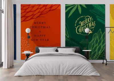 Modern universal artistic templates. Merry Christmas Corporate Holiday cards and invitations. Abstract frames and backgrounds design. Vector illustration. Wall mural