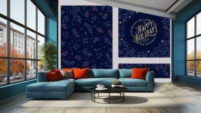 Modern universal artistic templates. Merry Christmas Corporate Holiday cards and invitations. Floral frames and backgrounds design. Vector illustration. Wall mural