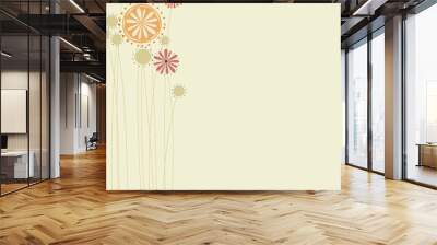 retro floral card Wall mural