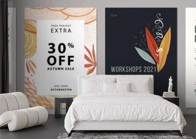 Set of abstract artistic templates.  Wall mural