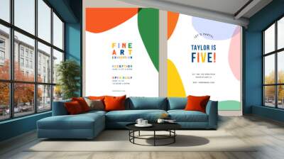 Set of abstract creative artistic templates. For poster, birthday, wedding and party invitation, greeting and business card, flyer,  brochure, email header, post in social networks, advertising. Wall mural