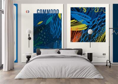 Set of abstract creative universal artistic templates. Wall mural