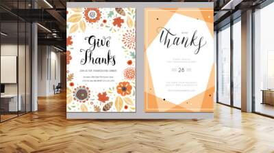 Thanksgiving greeting cards and invitations. Wall mural