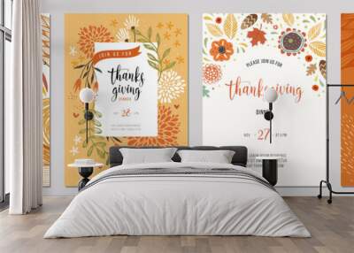 Trendy abstract Thanksgiving templates. Good for invitation, card, flyer, cover, banner, placard and brochure. Wall mural