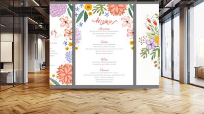 wedding invitation and menu design template with floral wreath. vector illustration. Wall mural