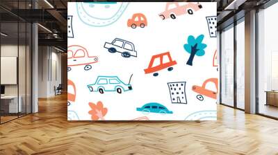 Kids transport collection Car, taxi, road Wall mural