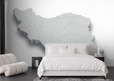 3d Iran white map with regions isolated Wall mural