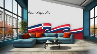 3d ribbon with national flag Dominican Republic isolated on white background Wall mural