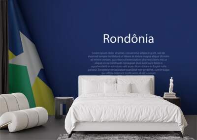 flag Rondonia, state of Brazil, isolated on background with copyspace Wall mural