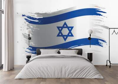 Grunge flag of Israel, brush stroke background Wall mural