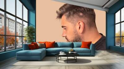 man with fashionable hairstyle and alopecia. copy space Wall mural