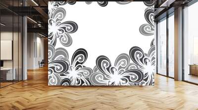 Abstract background. Black and white pattern. Floral seamless ba Wall mural