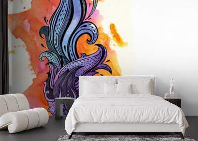 Garuda.  Watercolor Hand drawn illustration. Wall mural