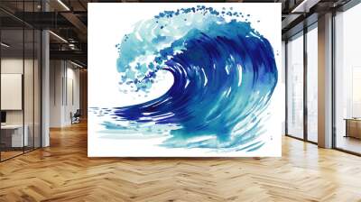 Sea wave. Abstract watercolor hand drawn illustration, Isolated on white background. Wall mural