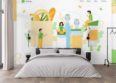 Go to Zero Waste. Ecology banner. Landing page design template. Flat vector illustration. Wall mural