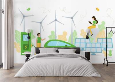 Green energy concept. Flat vector illustration. Wall mural