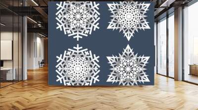 Snowflake winter vintage. Frozen water crystals grow together into a hexagonal crystal. Symbol of cold winter, christmas, holiday and cheerful mood. Vector illustration. Wall mural