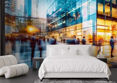 Fast paced and ever changing landscape of a dynamic business environment. The energy and vibrancy of a bustling corporate environment. Abstract business background. Wall mural