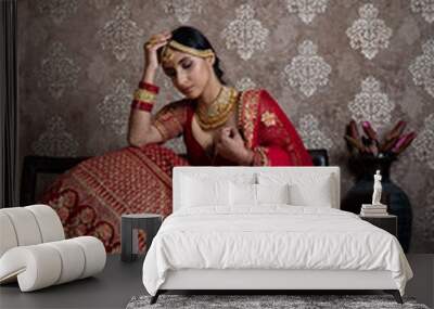 beautiful indian bride wearing traditional indian bridal dress Wall mural