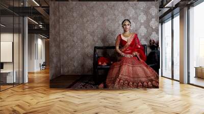 beautiful indian bride wearing traditional indian bridal dress Wall mural