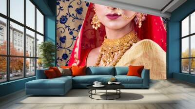 beautiful indian bride wearing traditional indian bridal dress Wall mural