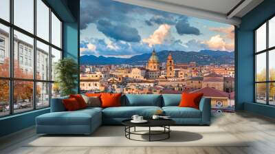 Palermo at sunset, Sicily, Italy Wall mural