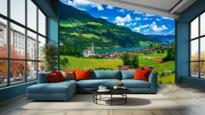 Swiss village Lungern, Switzerland Wall mural