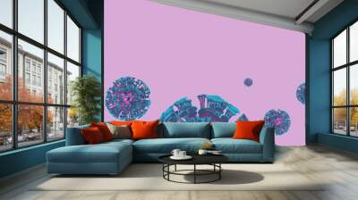 3D illustration microscopic COVID-19 virus Wall mural